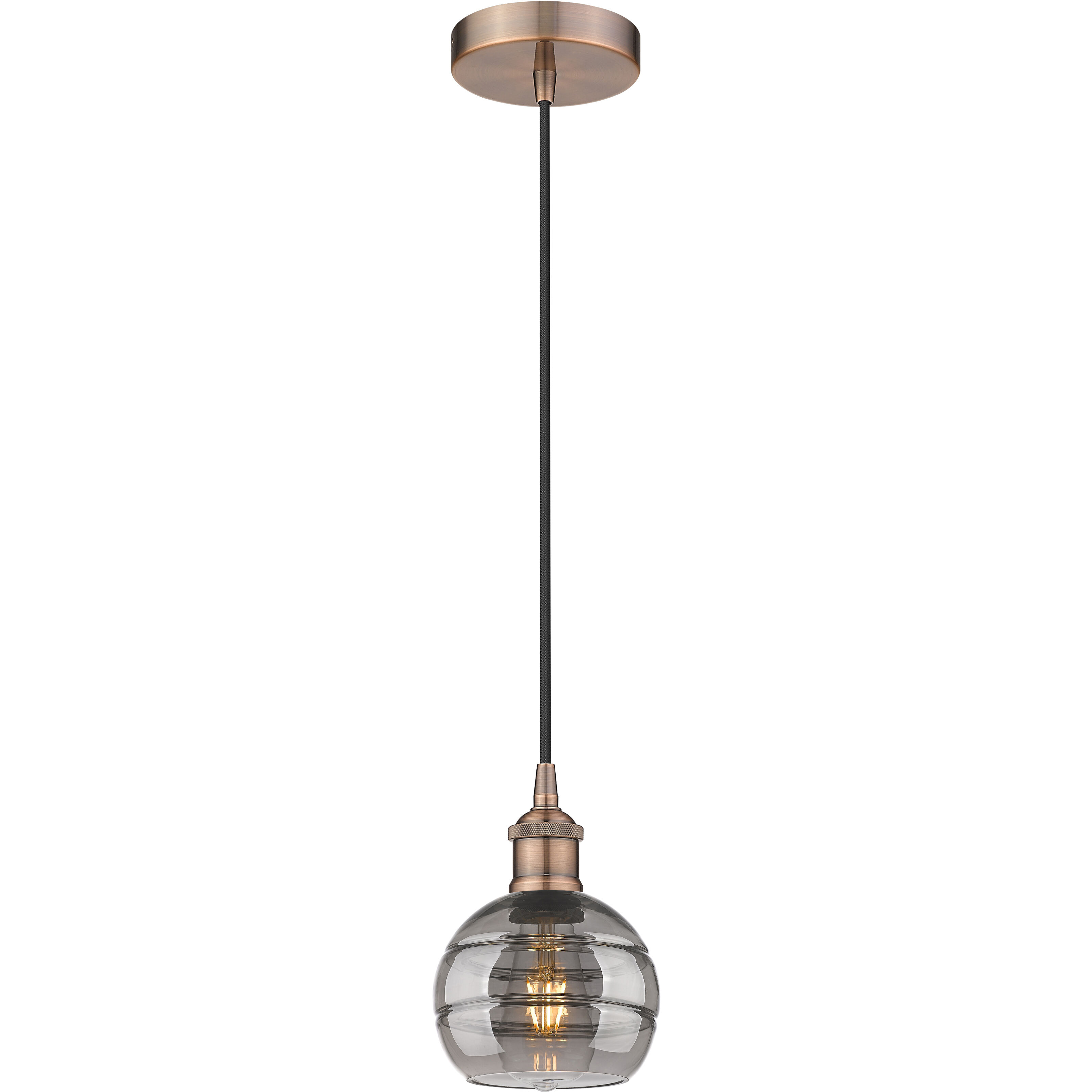 Edison Rochester 1 Light 5.88 inch Antique Copper Cord Hung Mini Pendant Ceiling Light