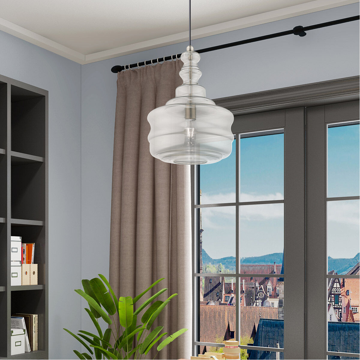 Art Glass 1 Light 13 inch Brushed Nickel Mini Pendant Ceiling Light