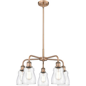 Ellery 5 Light 22.75 inch Antique Copper Chandelier Ceiling Light in Clear