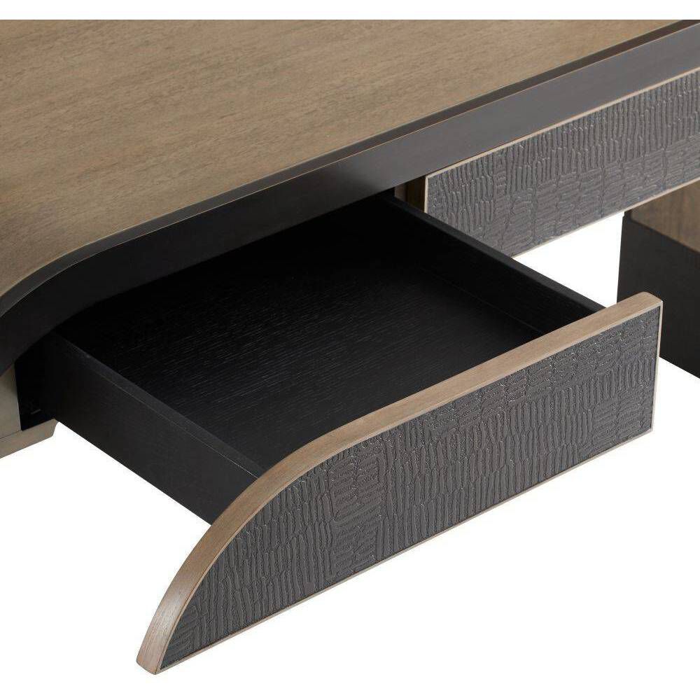 Gaston 56 inch Chamois Gray and Ebony with Bronze and Antique Brass Desk