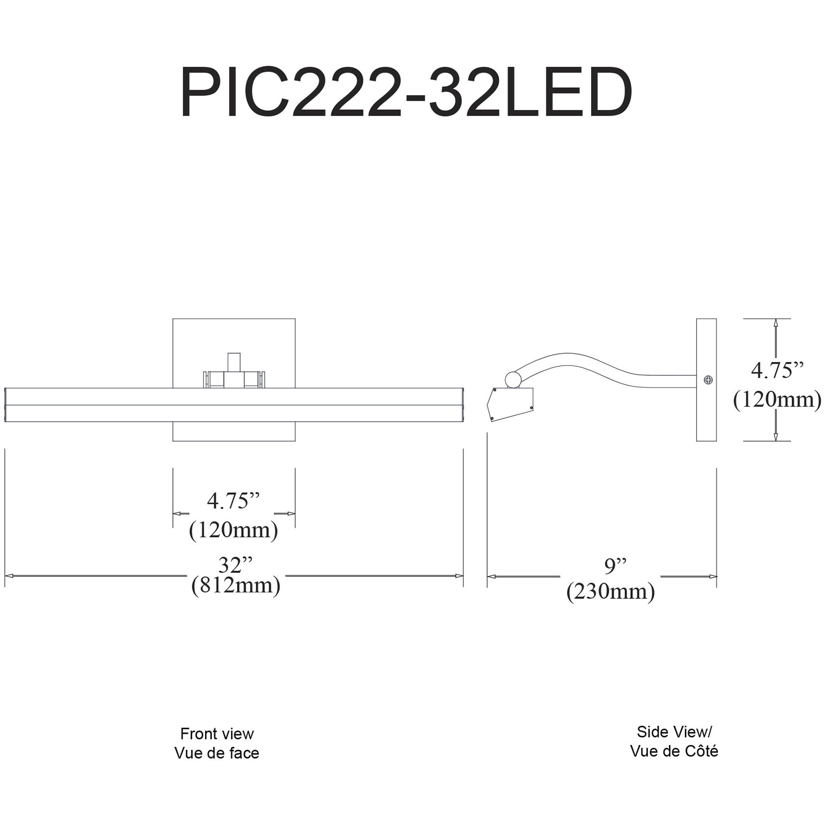 Leonardo 40 watt 32 inch Satin Chrome Picture Light Wall Light