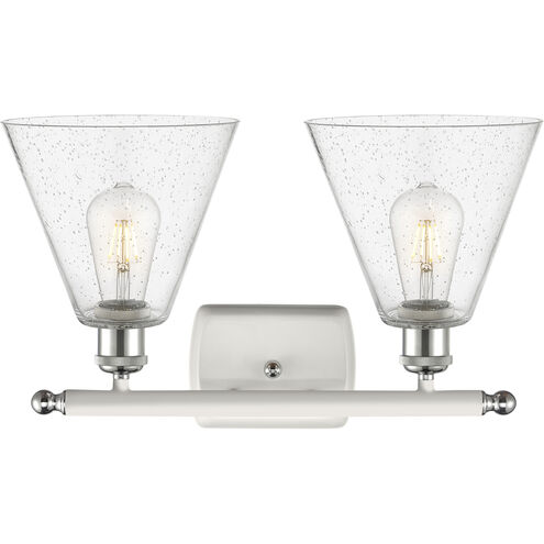 Ballston Ballston Cone LED 18 inch White and Polished Chrome Bath Vanity Light Wall Light in Seedy Glass