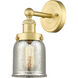 Bell 1 Light 6.5 inch Satin Gold Sconce Wall Light in Silver Plated Mercury Glass, Small