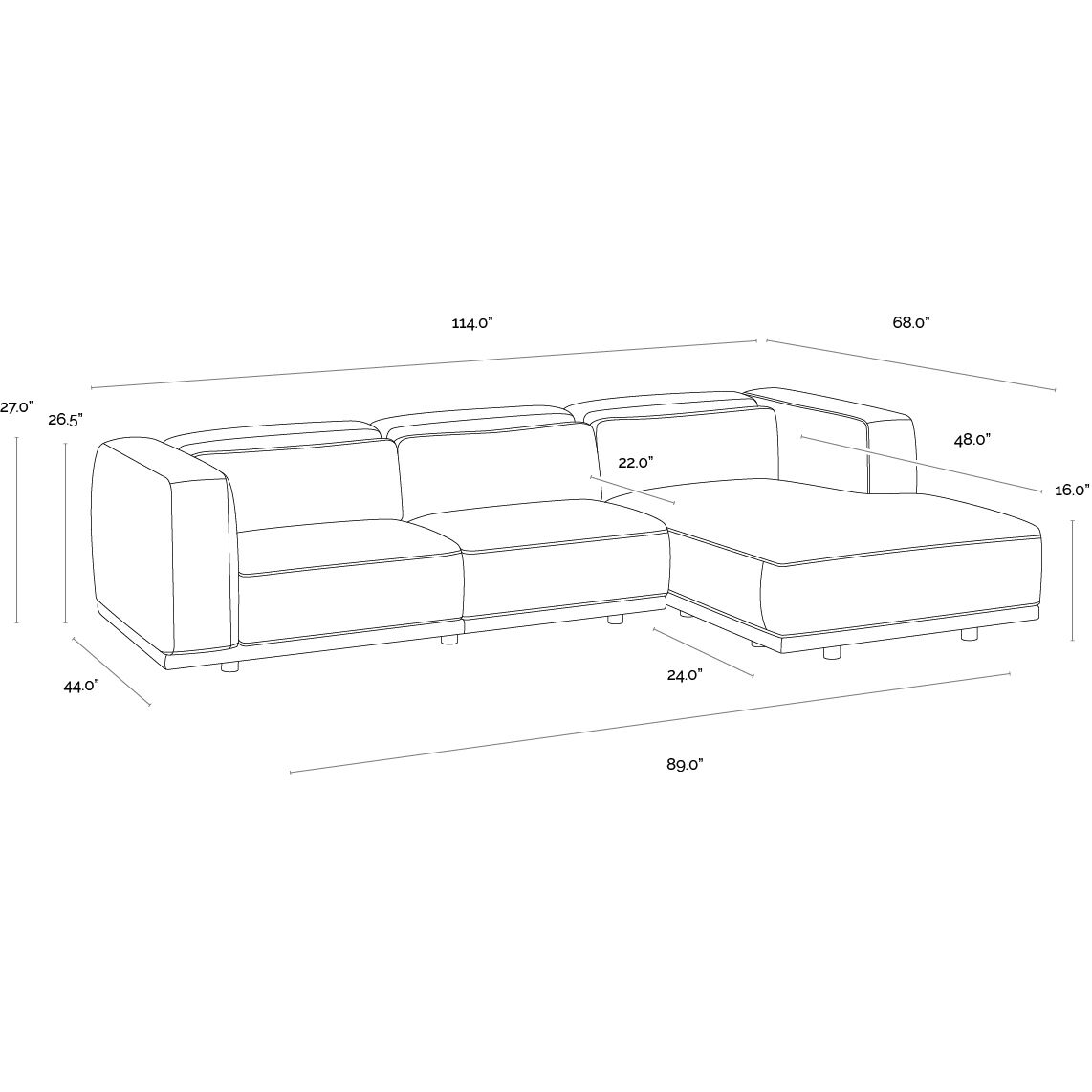 Beau Lucia Tobacco Leather Sofa Chaise, RAF