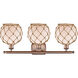 Ballston Farmhouse Rope LED 26 inch Antique Copper Bath Vanity Light Wall Light in White Glass with Brown Rope, Ballston