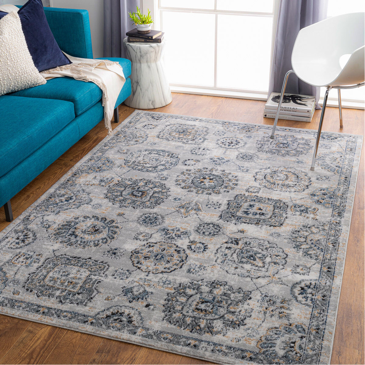 Jolie 108 X 79 inch Medium Gray; Multicolored Rug