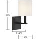 Waverly 1 Light 5 inch Matte Black Wall Sconce Wall Light, Essentials