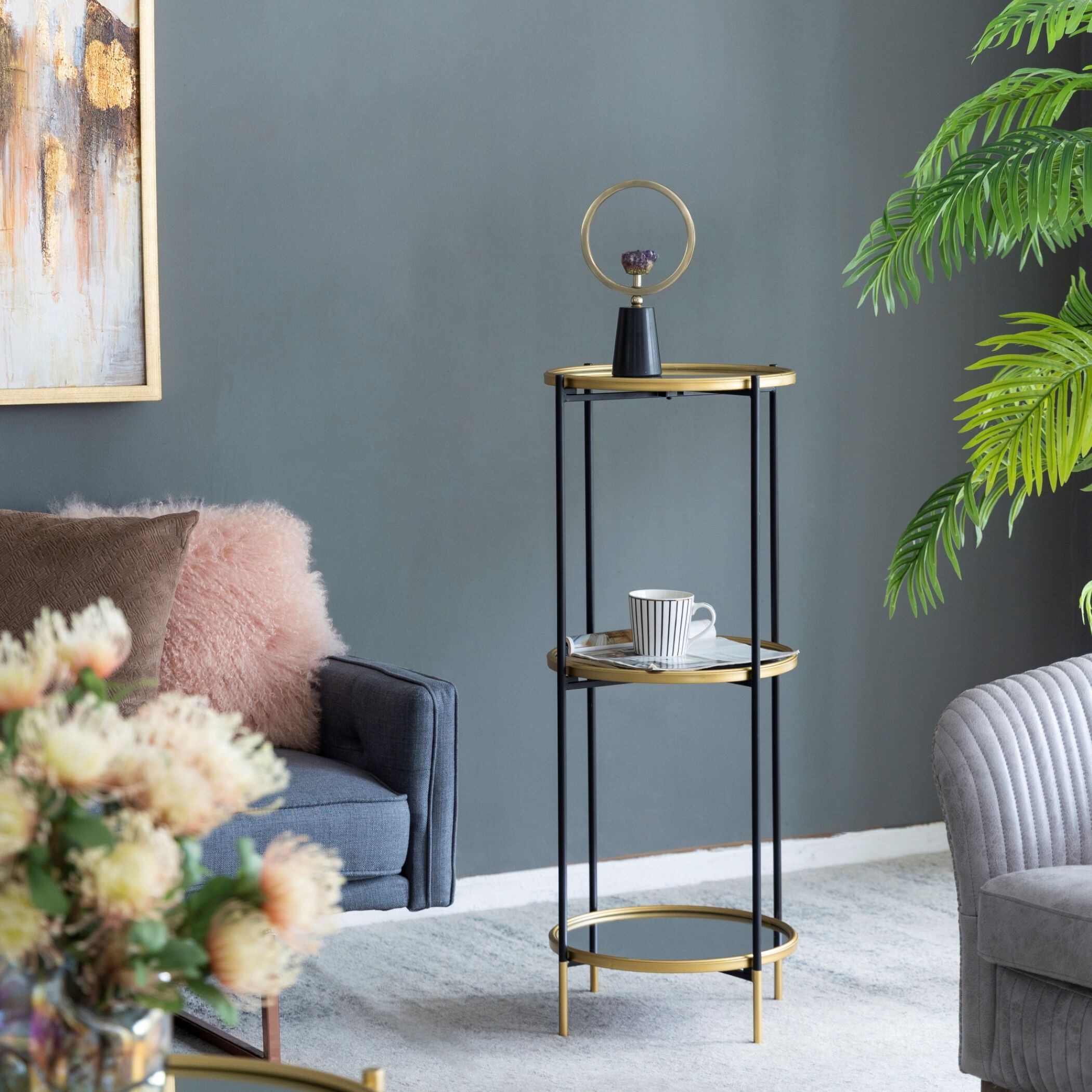 Hannes 39.4 X 16.1 X 16.1 inch Black/Gold Shelf