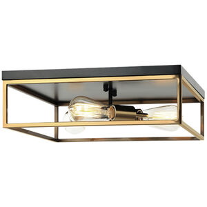 Knox 3 Light 16 inch Matte Black with Brass Accents Flush-Mount Ceiling Light
