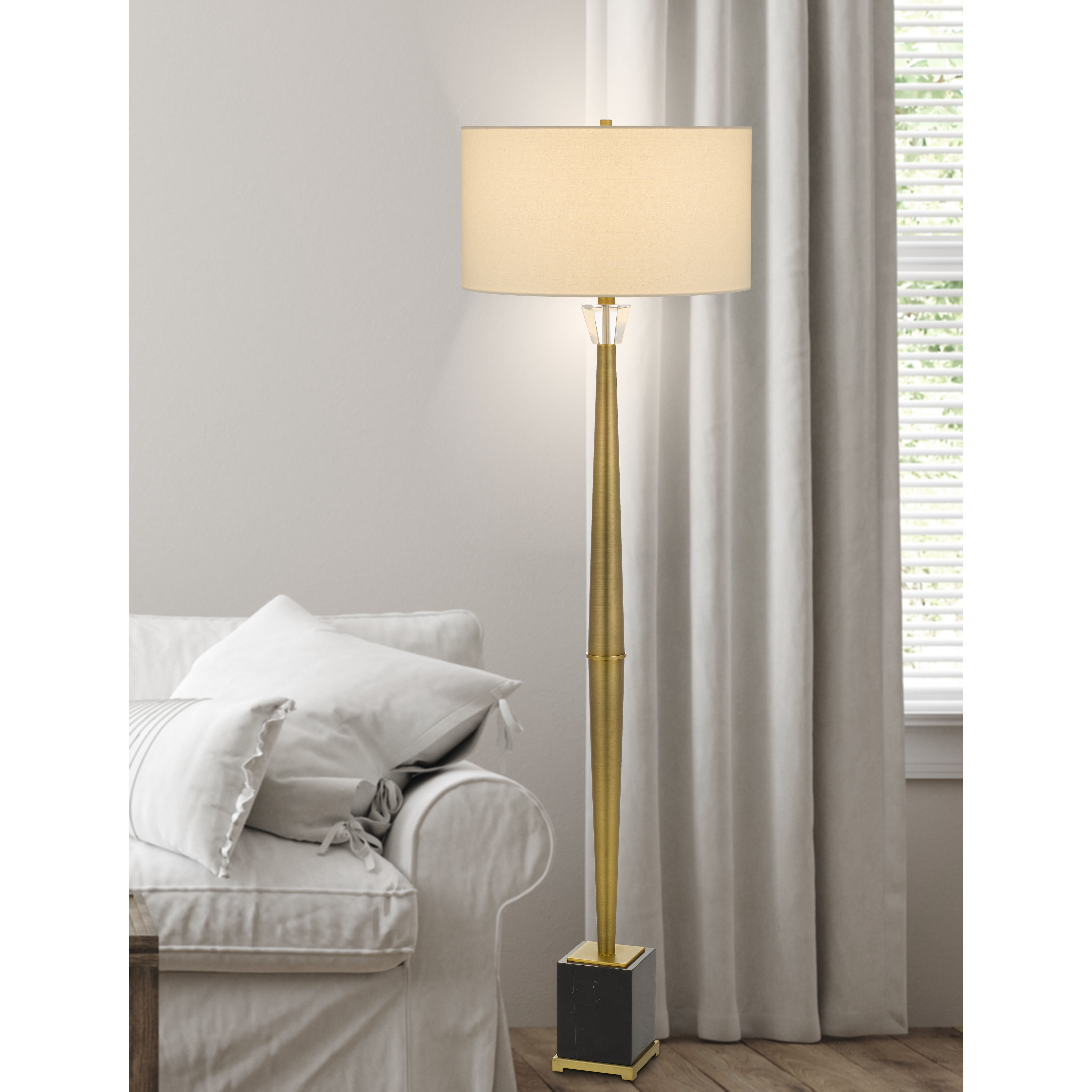 Salford 61.5 inch 150.00 watt Antique Brass and Marble Floor Lamp Portable Light