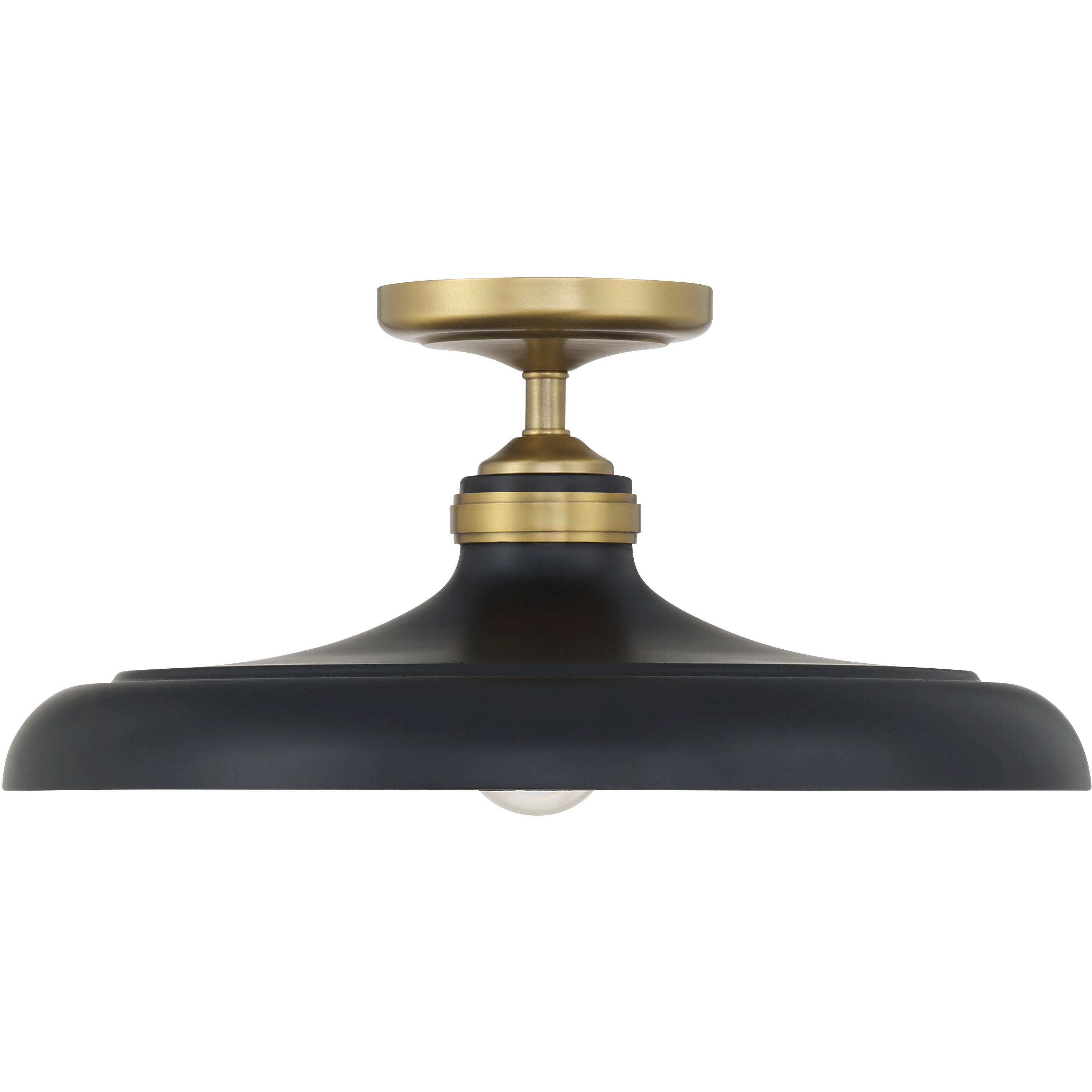 Crowne 1 Light 16 inch Legacy Brass and Dark Matte Black Semi Flush Ceiling Light