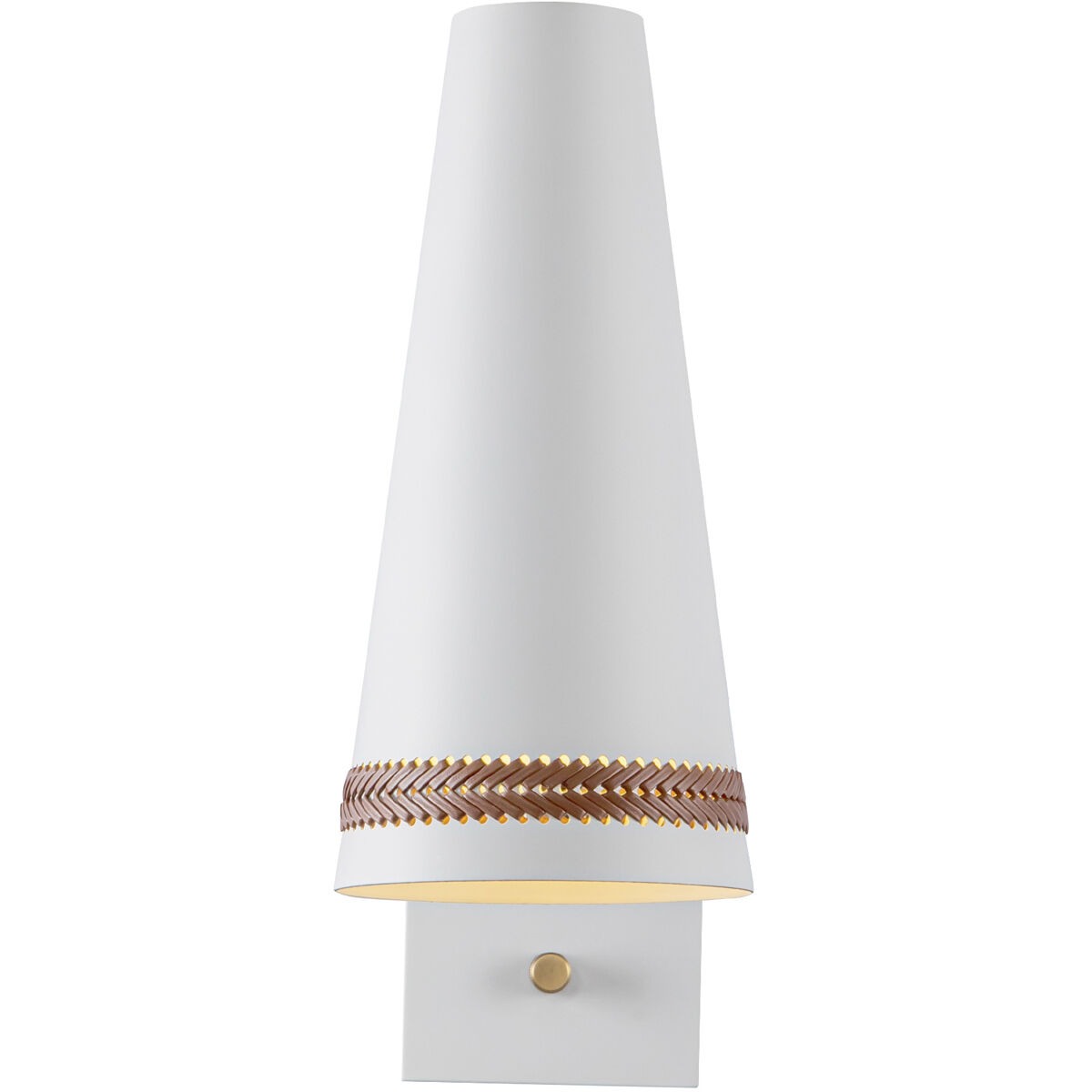 Brickell Wall/Ceiling Light Wall Light in Matte White and Hazelnut Leather