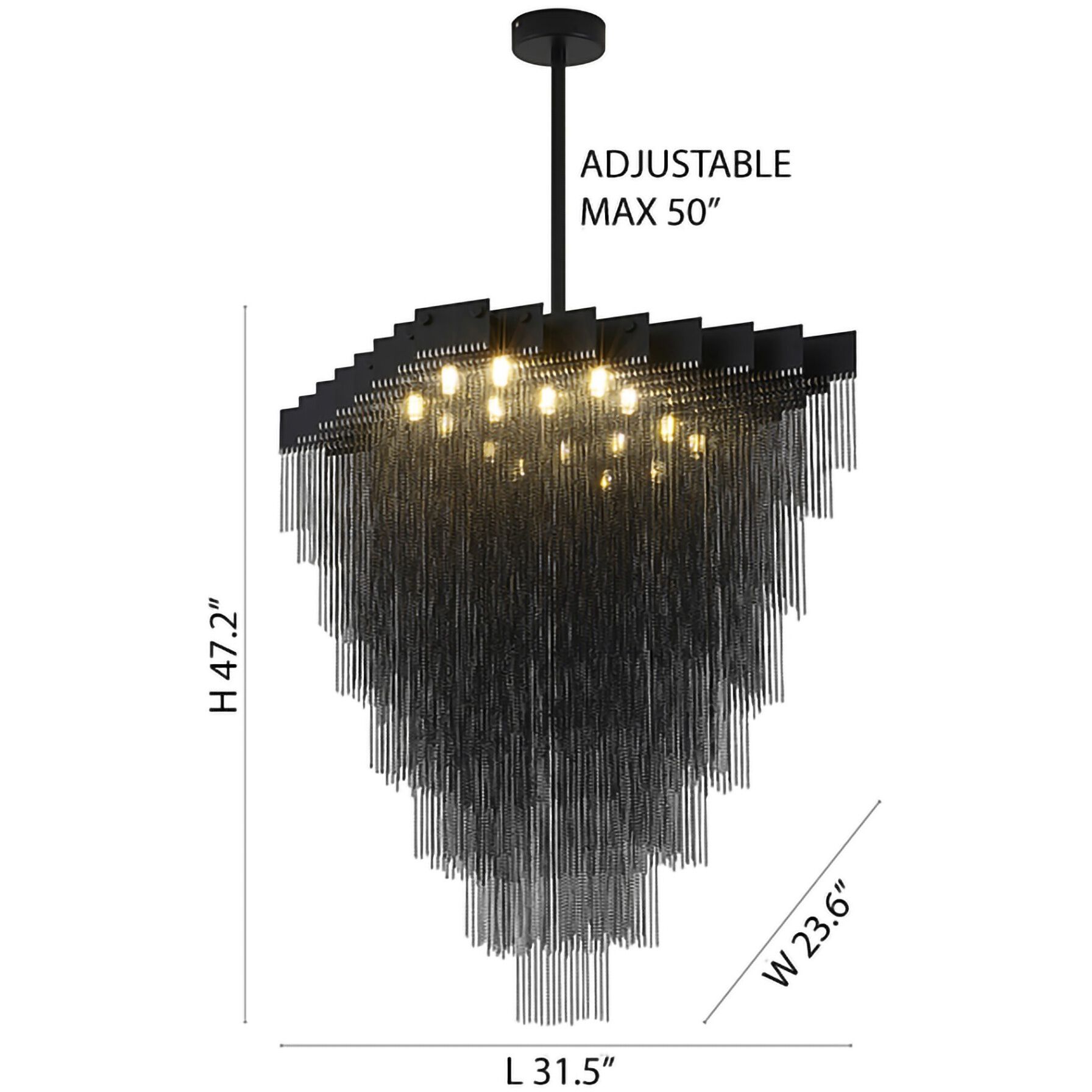 IMG Series 16 Light 23.6 inch Satin Black Chandelier Ceiling Light
