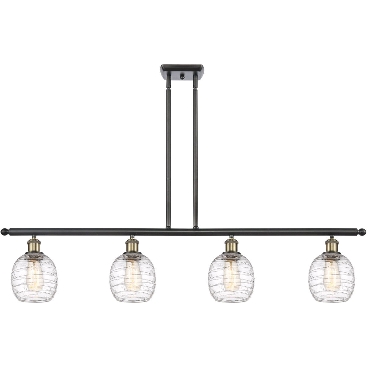 Ballston Belfast 4 Light 48 inch Black Antique Brass Island Light Ceiling Light