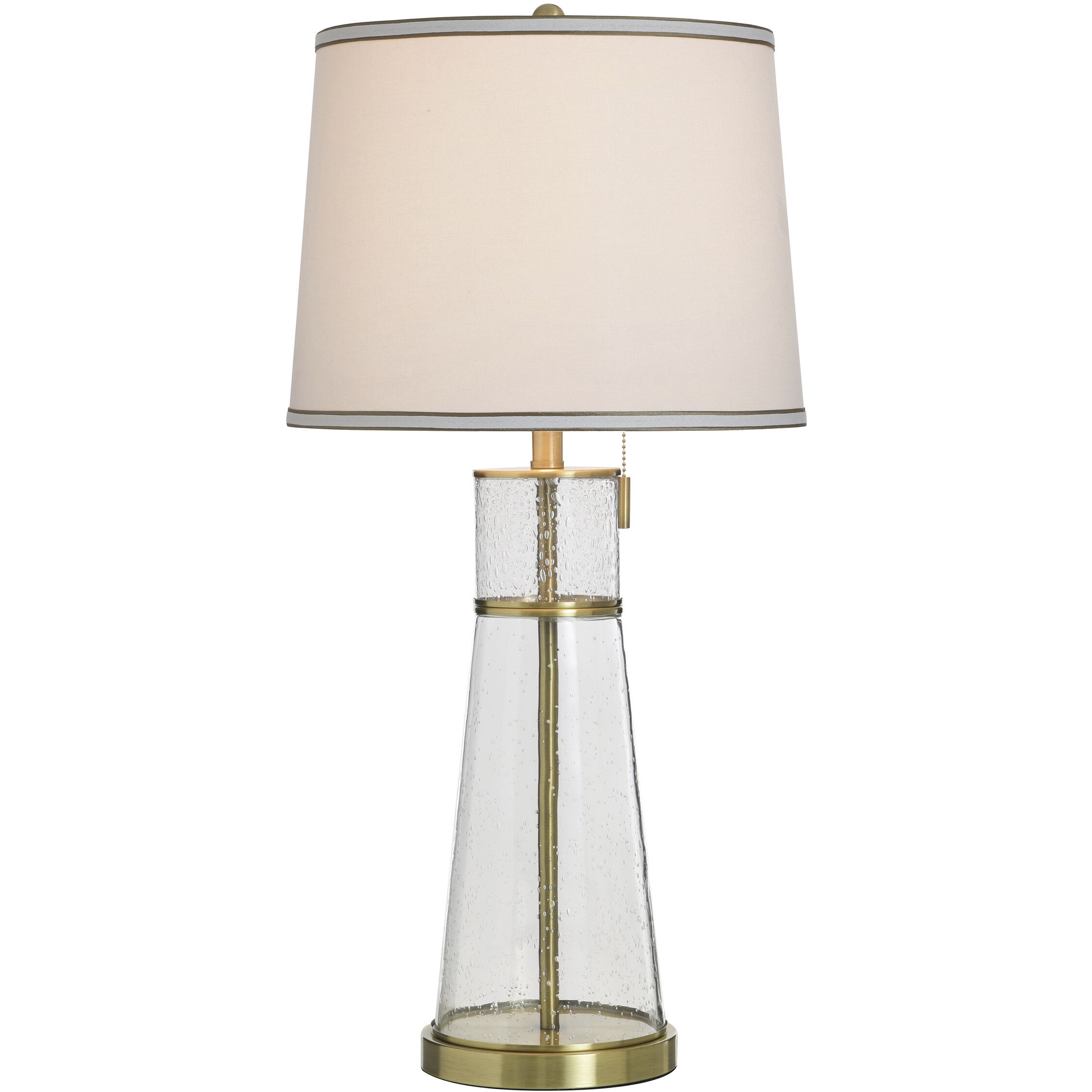 Doris 32.75 inch 100 watt Clear Seeded and Antique Brass and White Table Lamp Portable Light