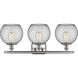 Ballston Farmhouse Chicken Wire 3 Light 26 inch Brushed Satin Nickel Bath Vanity Light Wall Light, Ballston