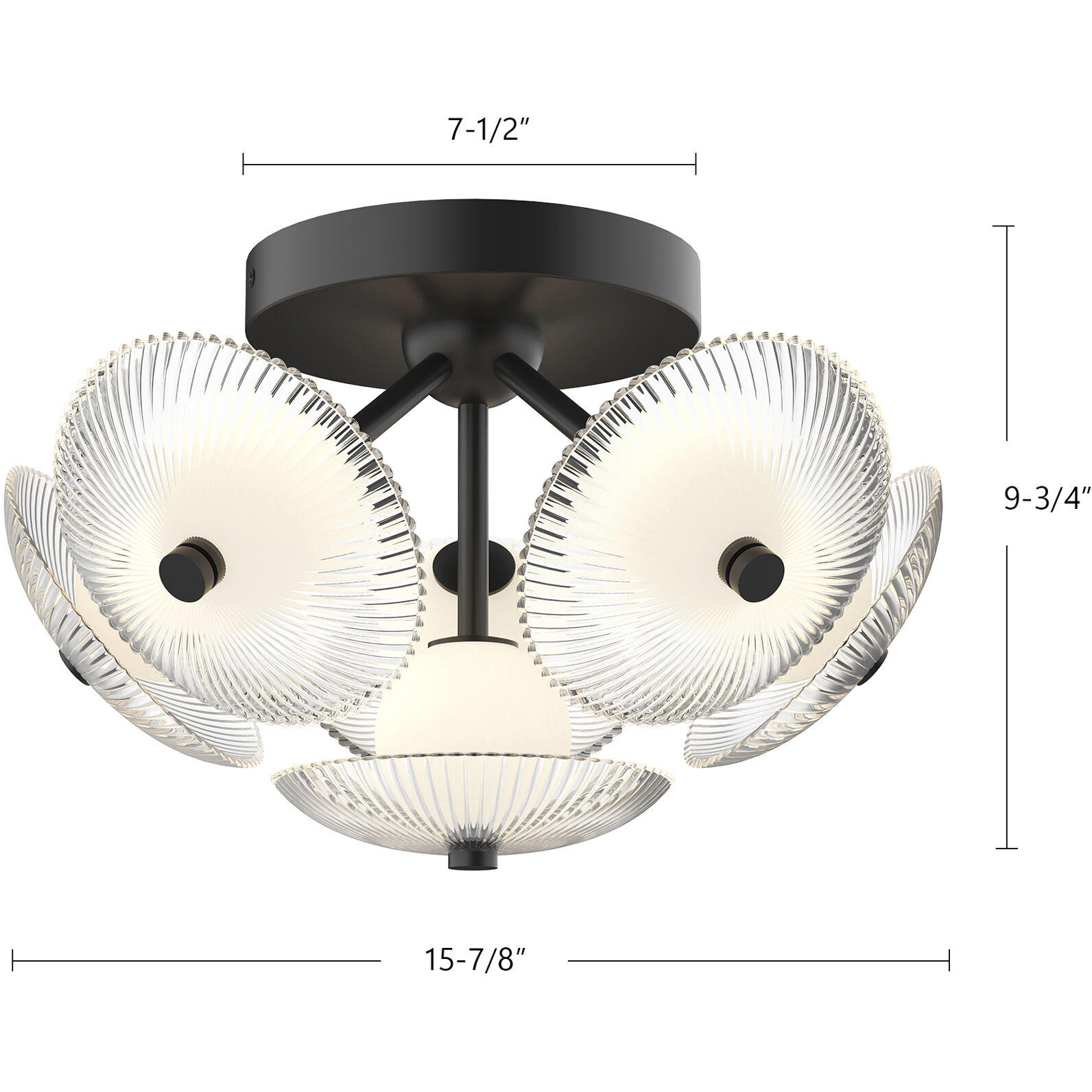 Alora Mood Hera LED 15.88 inch Brushed Gold/Clear Ribbed Glass Flush Mount Ceiling Light