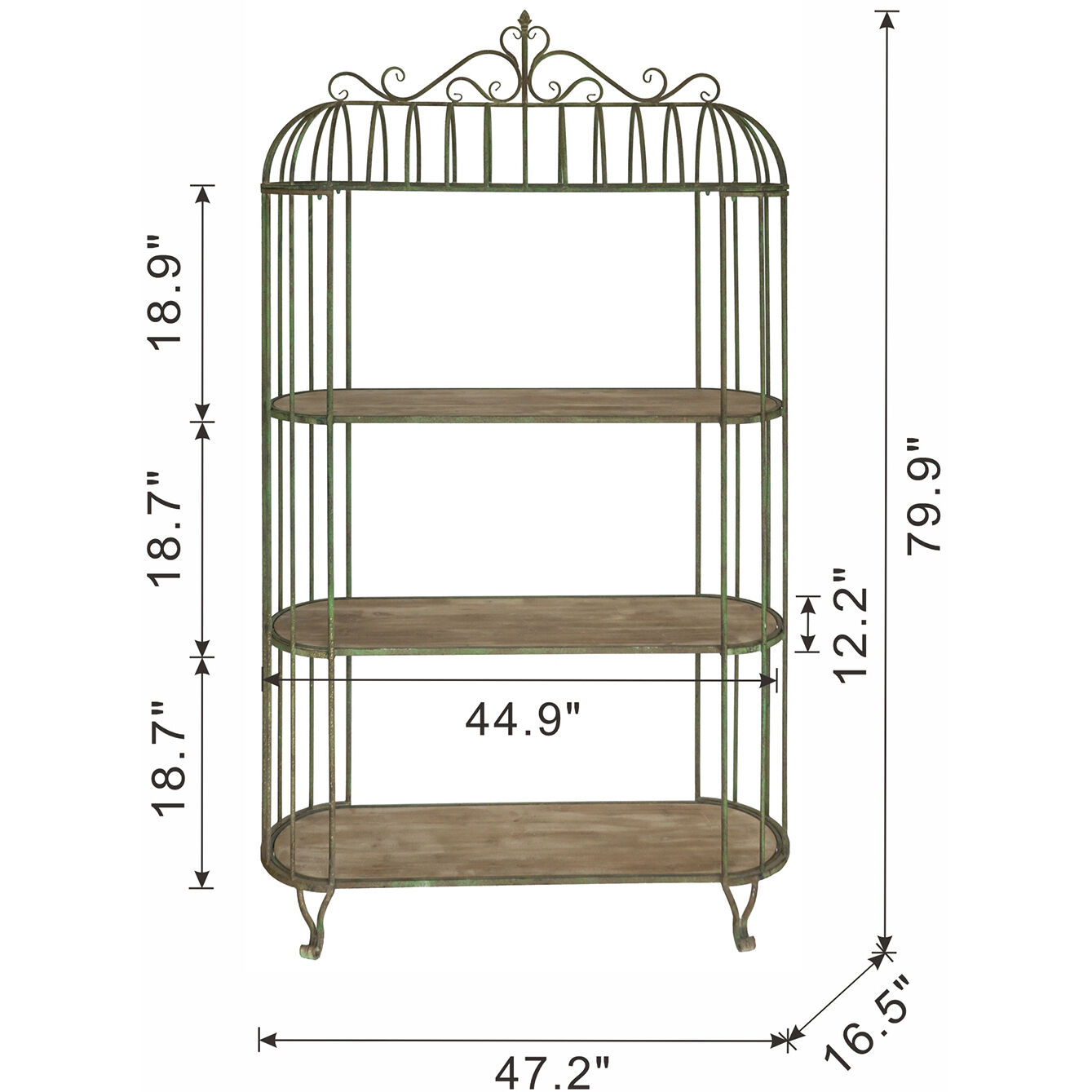 Anita 79.9 X 47.2 X 16.5 inch Weathered Green/Brown Shelving Unit