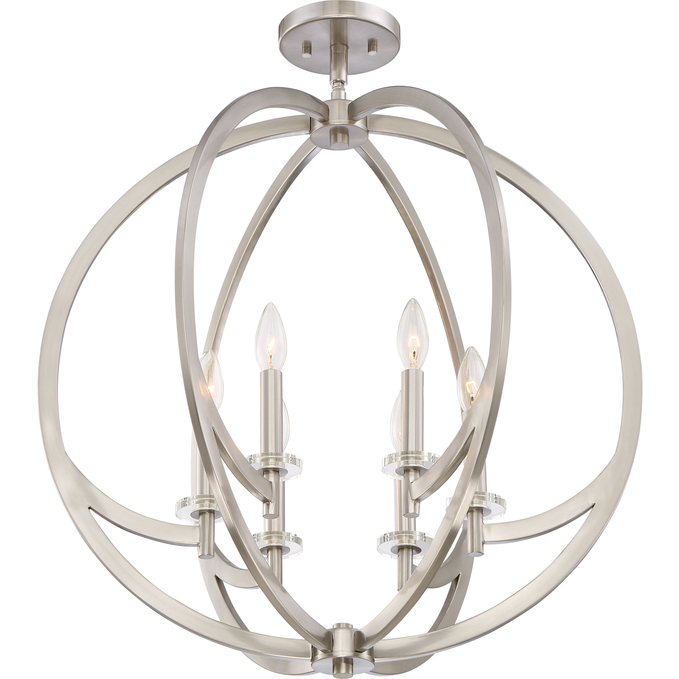 Orion 6 Light 24 inch Brushed Nickel Semi-Flush Mount Ceiling Light