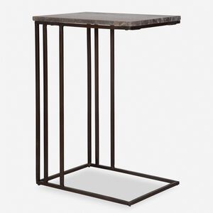 Theodore 23 X 16 inch Titanium Travertine and Dark Bronze Accent Table
