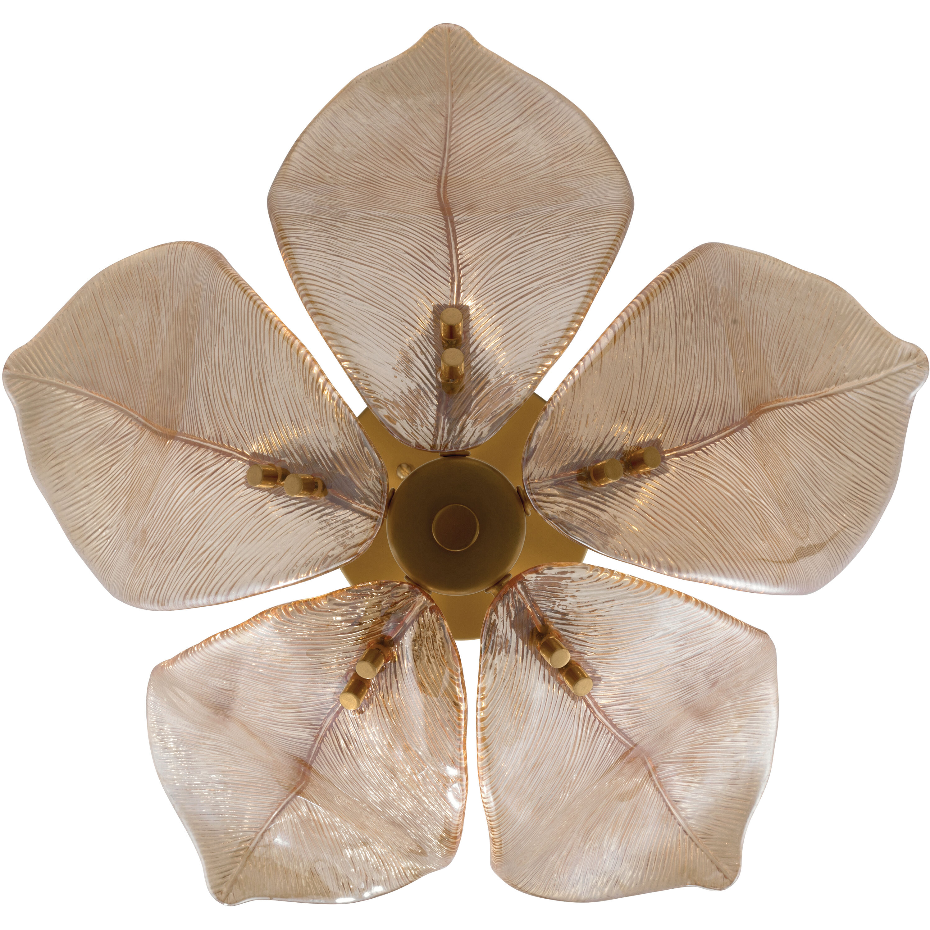 Orchid 5 Light 18 inch Legacy Brass Semi-Flush Mount Ceiling Light in Amber Handmade Glass