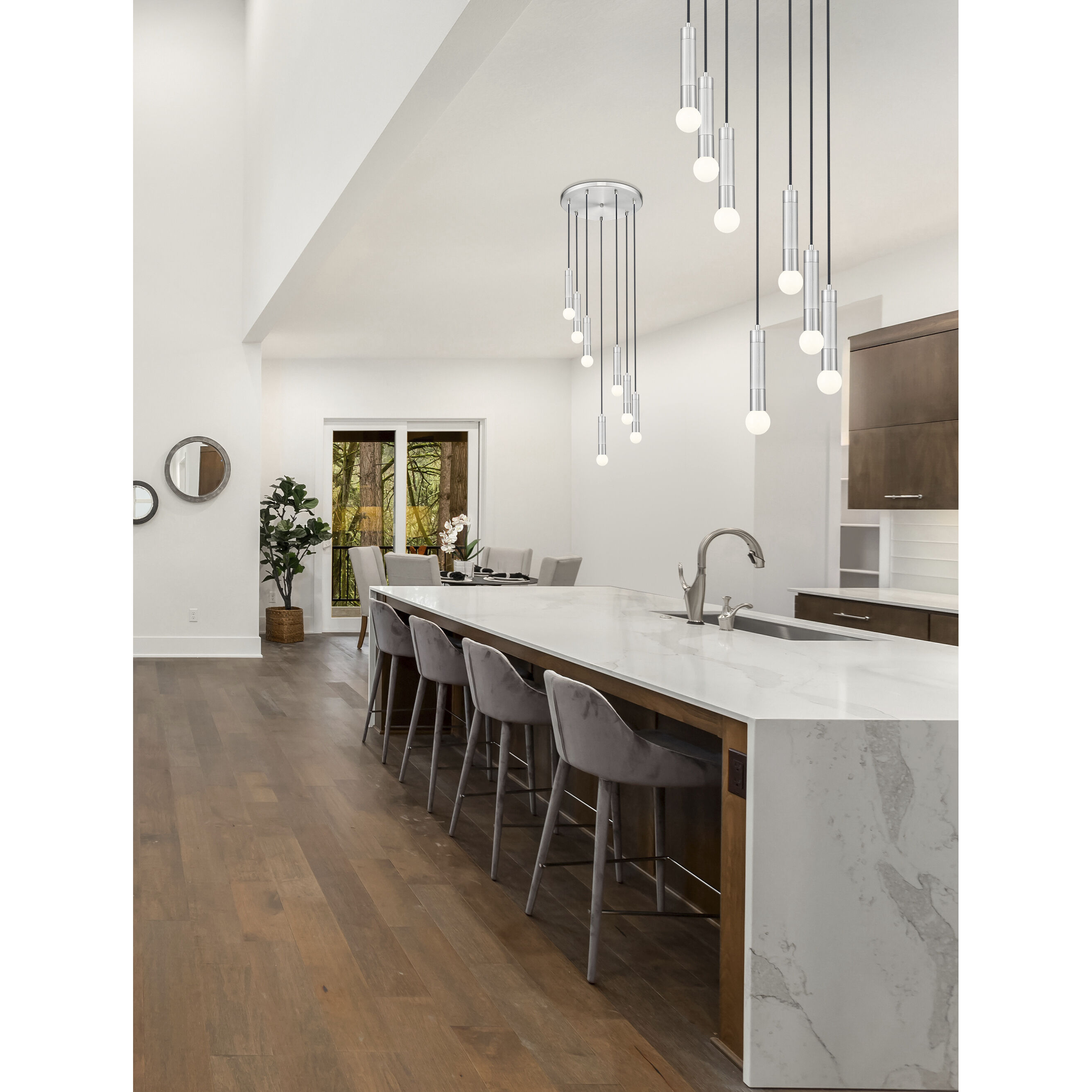 Stari 5 Light 12 inch Brushed Nickel Chandelier Ceiling Light