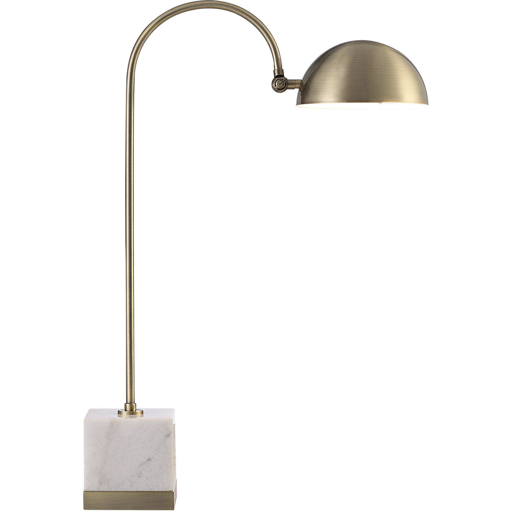 Volos 27 inch 100 watt Antique Brass and White Table Lamp Portable Light