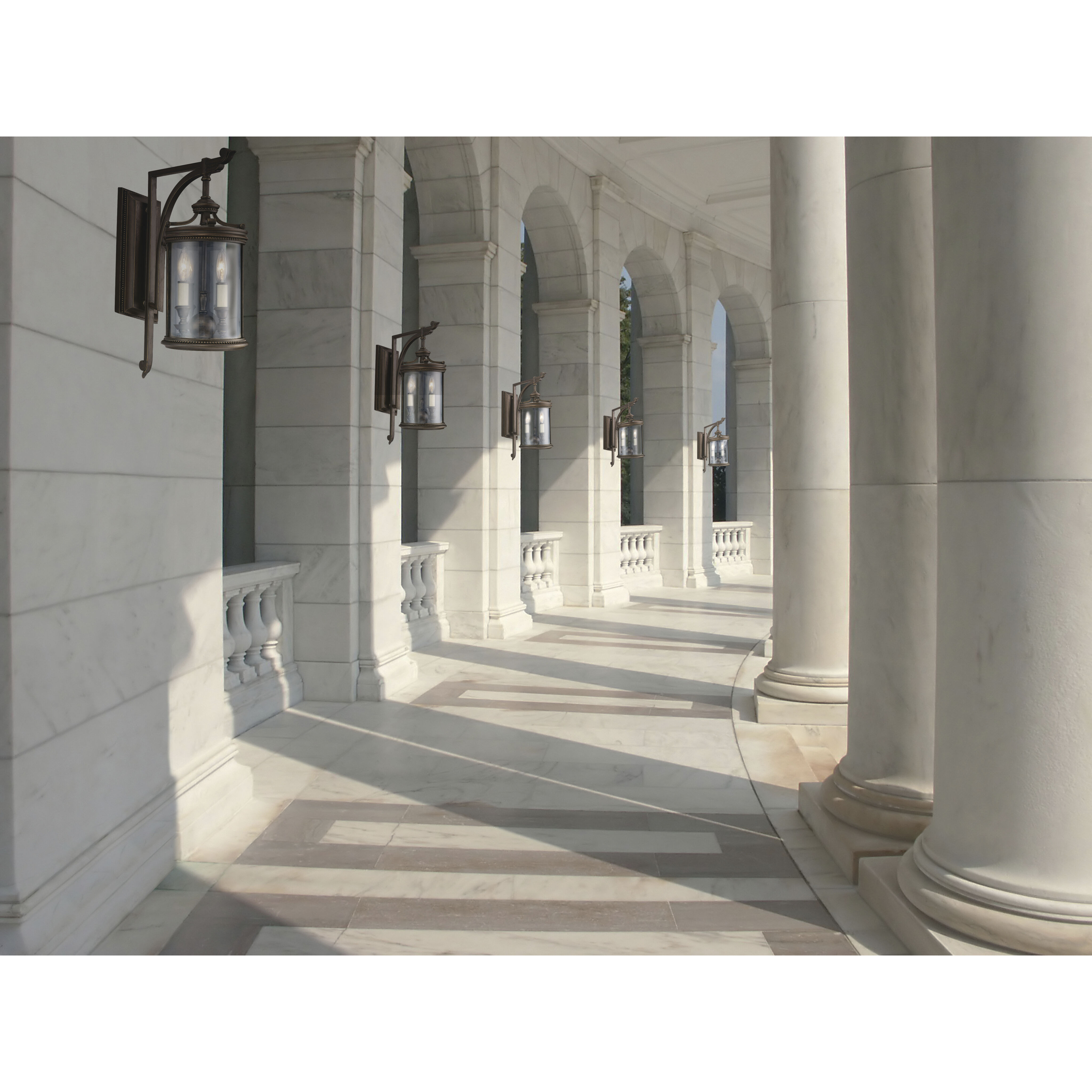 Louvre 2 Light 22 inch Bronze Outdoor Wall Mount