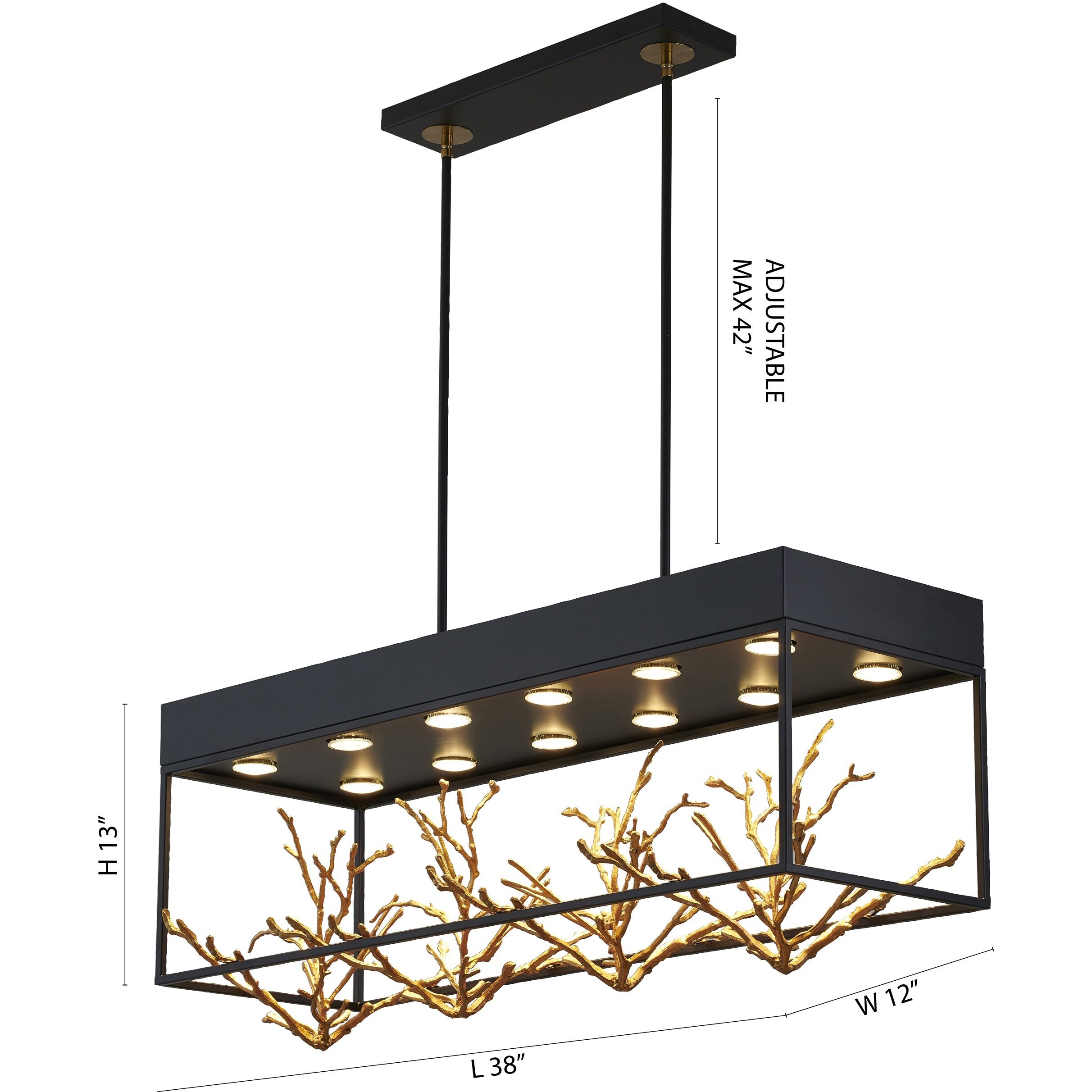 Canada 12 Light 12 inch Matte Black Chandelier Ceiling Light