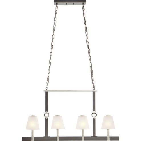 Armstrong Grove 4 Light 36 inch Charcoal with Satin Nickel Linear Chandelier Ceiling Light