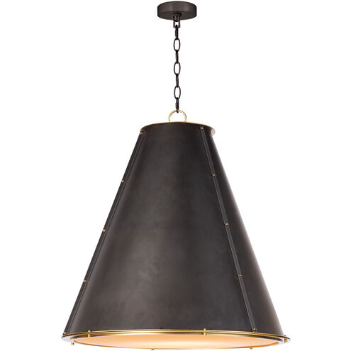 French Maid 3 Light 25.5 inch Blackened Brass and Natural Brass Chandelier Ceiling Light, Large