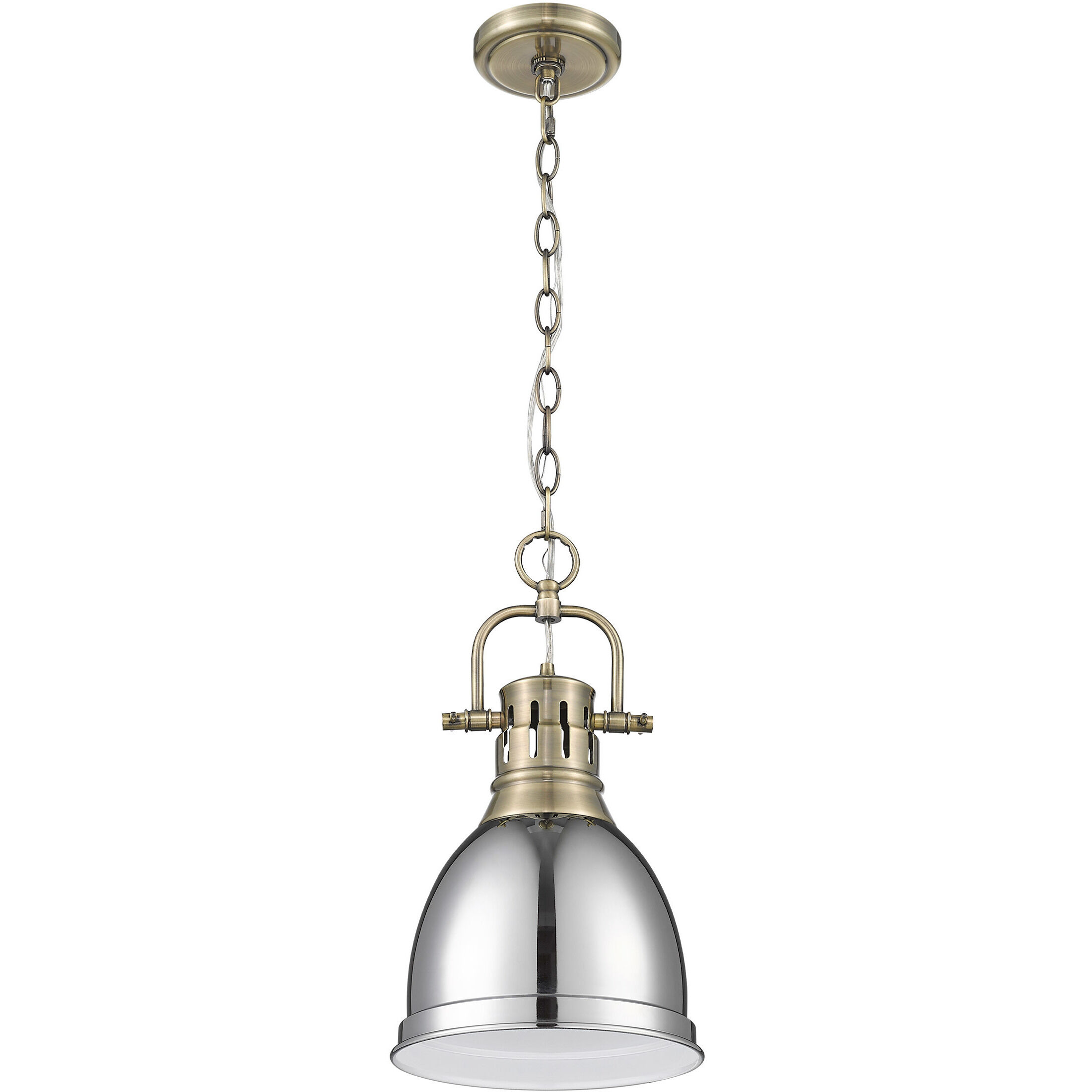 Yep Duncan 1 Light 8.88 inch Aged Brass Pendant Ceiling Light in Chrome, Small