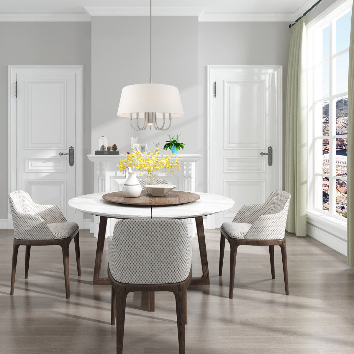 Belclaire 6 Light 24 inch Brushed Nickel Pendant Chandelier Ceiling Light