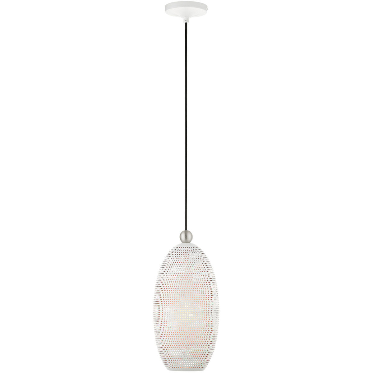 Dublin 1 Light 7 inch White with Brushed Nickel Accents Pendant Ceiling Light