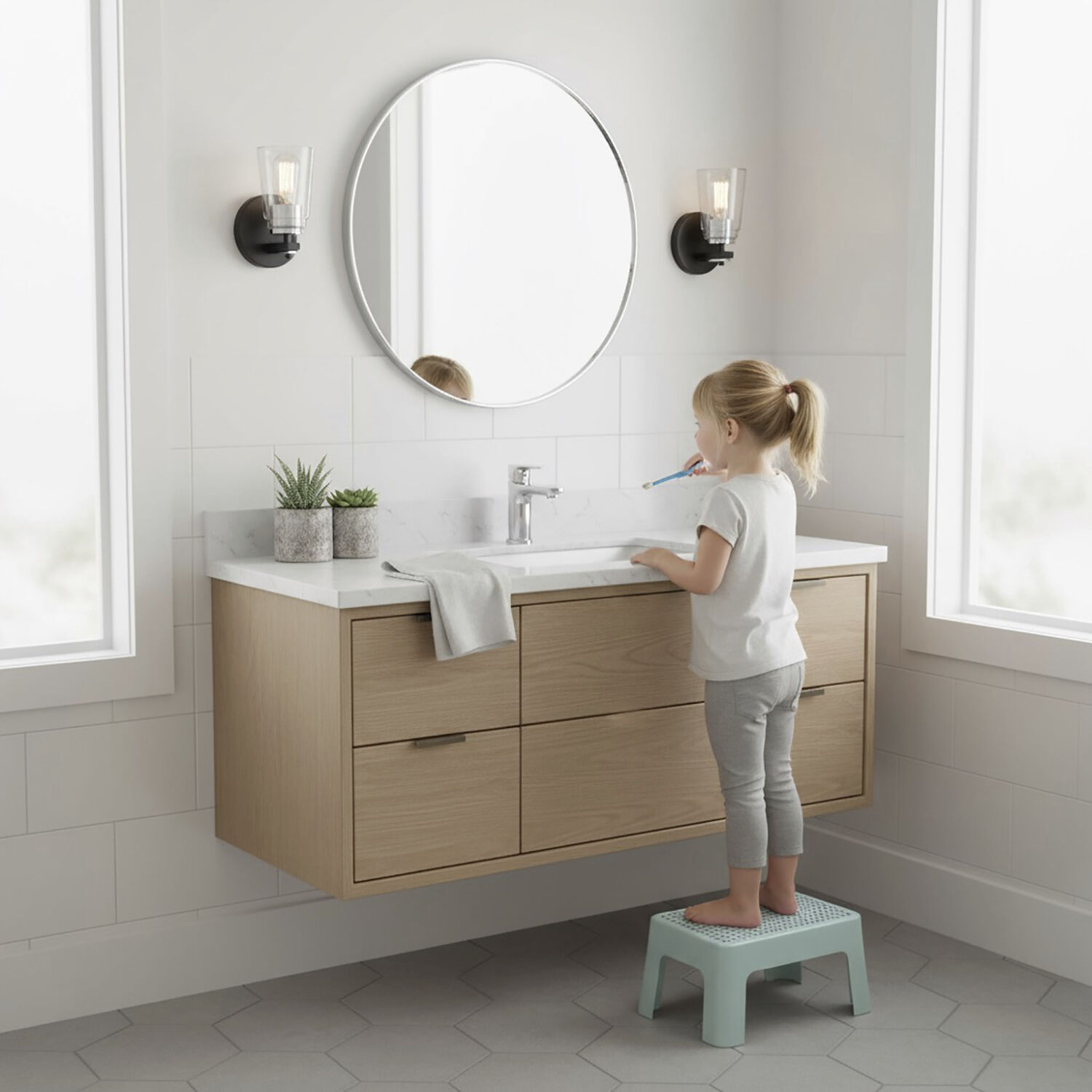 Essex LED 5.13 inch Black and Chrome Bathroom Sconce Wall Light