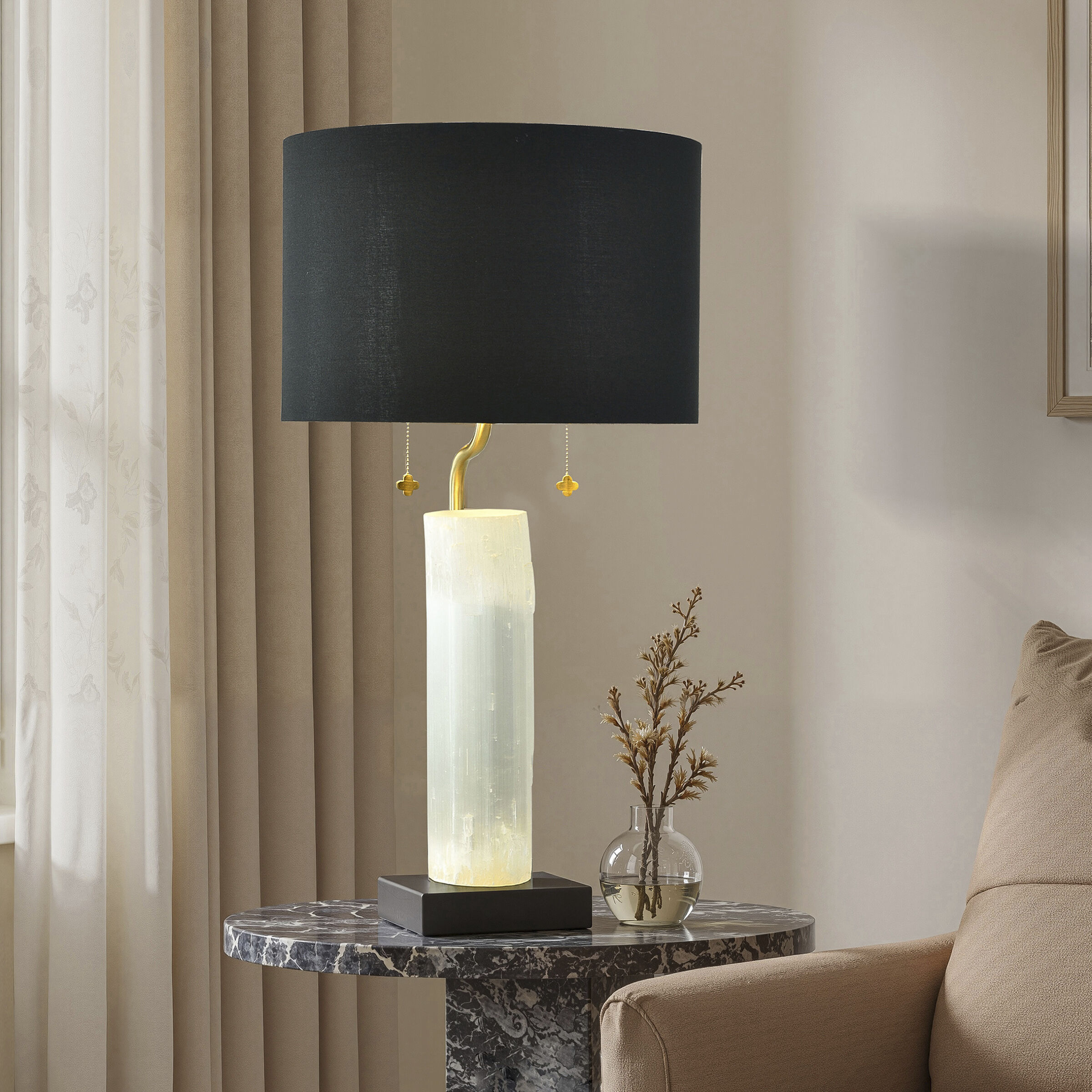 Jasper 32 inch 60 watt Black and White Table Lamp Portable Light in Black/White