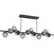 Luna LED 72 inch Matte Black Chandelier Ceiling Light in 3000K LED, Geo Inner - Smoke Outer, Twisted Branch