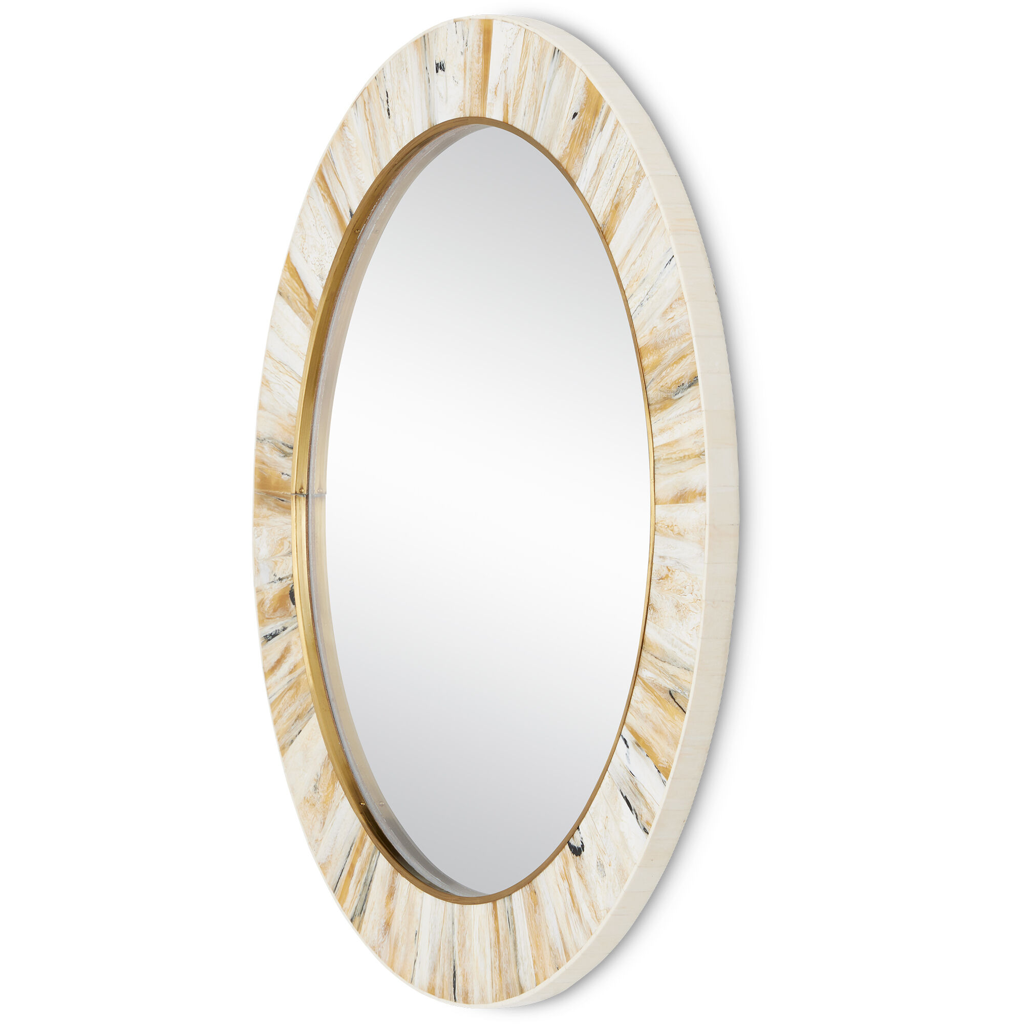 Niva 24 inch Cream and Brass with Mirror Wall Mirror