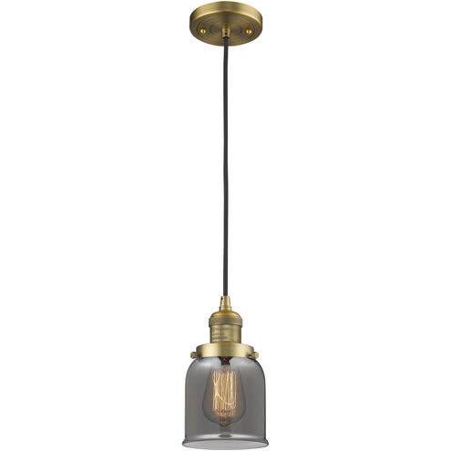 Franklin Restoration Bell 1 Light 5 inch Brushed Brass Mini Pendant Ceiling Light in Incandescent, Plated Smoke, Franklin Restoration