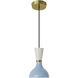 Clare 1 Light 7 inch Baby Blue and Lily with Modern Brass Pendant Ceiling Light
