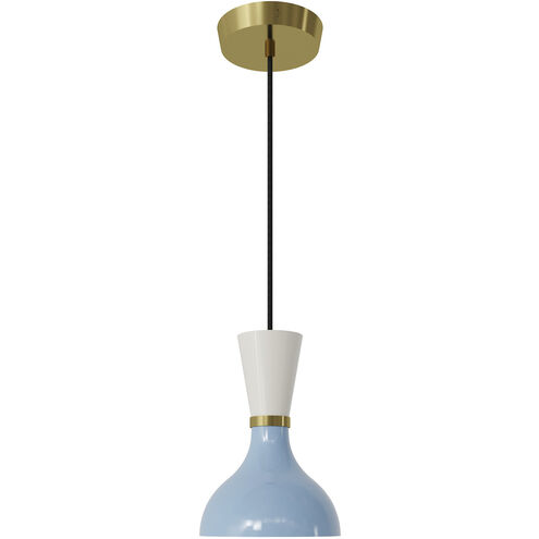 Clare 1 Light 7 inch Baby Blue and Lily with Modern Brass Pendant Ceiling Light