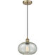 Edison Gorham 1 Light 9.5 inch Antique Brass Mini Pendant Ceiling Light in Mica Glass