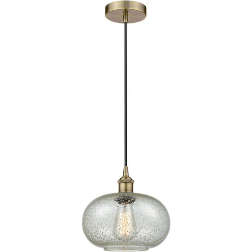 Edison Gorham 1 Light 9.5 inch Antique Brass Mini Pendant Ceiling Light in Mica Glass