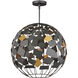 Moon 1 Light 23.5 inch Hiroshi Gray and Contemporary Gold Leaf Chandelier Ceiling Light, Hiroshi Koshitaka Collection