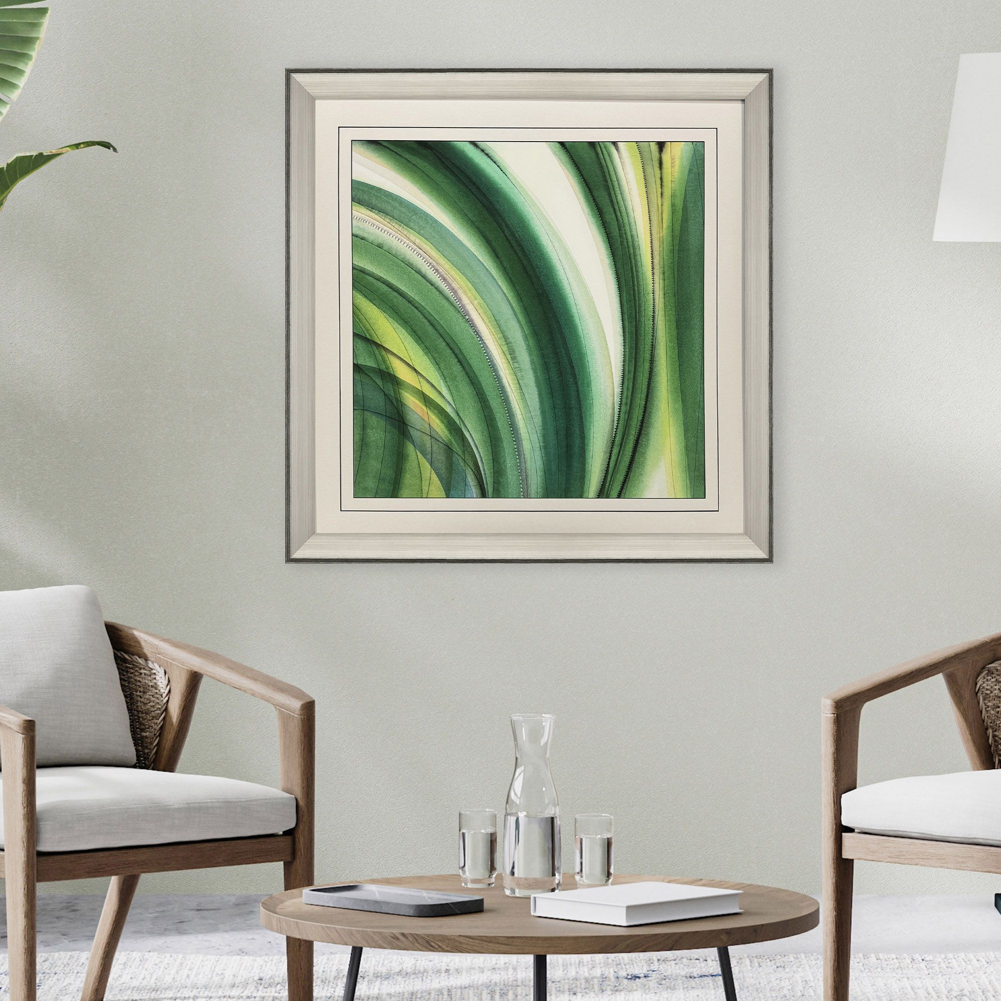 Viridian Green and Black and White Framed Art