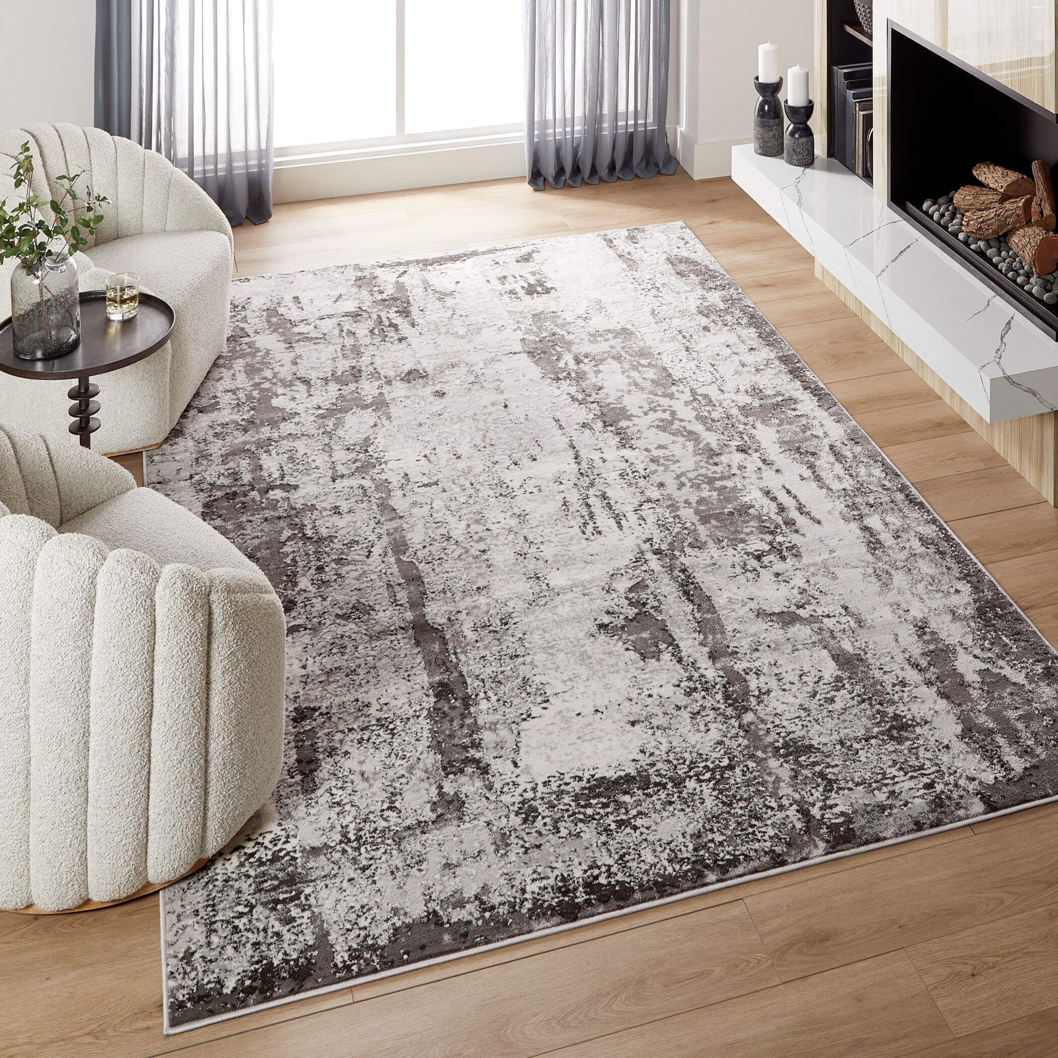 Ayda 36 X 24 inch Black/Grey Rug in 2 x 3