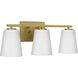 Vertex 3 Light 20.87 inch Brushed Gold Bath Light Wall Light