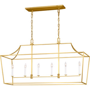 C&M by Chapman & Myers Southold 6 Light 48 inch Burnished Brass Hanging Linear Lantern Ceiling Light