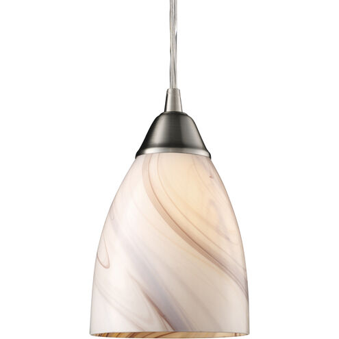 Pierra 1 Light 5 inch Satin Nickel Mini Pendant Ceiling Light in Creme, Incandescent