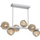 Luna LED Classic Silver Linear Pendant Ceiling Light in 2700K LED, Geo Inner - Bronze Outer, Twisted Branch